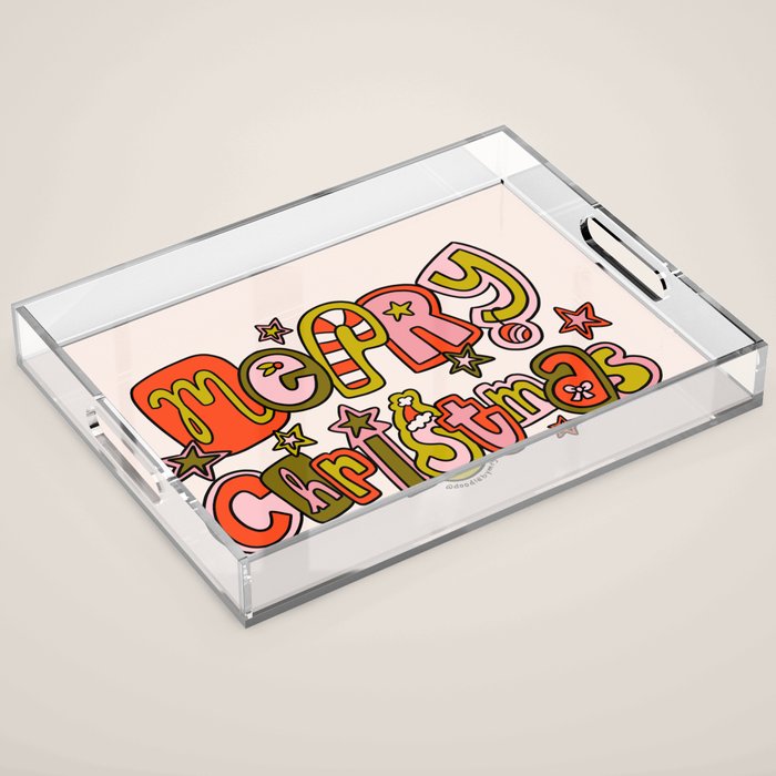 Merry Christmas Doodle Acrylic Tray Gallery Image 1
