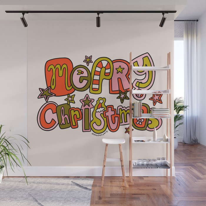 Merry Christmas Doodle Wall Mural Gallery Image 1