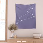 Leo Zodiac Star Constellation Line Art Lavender Purple Wall Tapestry Gallery Image 2
