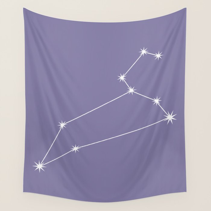 Leo Zodiac Star Constellation Line Art Lavender Purple Wall Tapestry Gallery Image 4