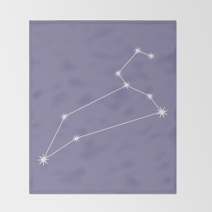 Leo Zodiac Star Constellation Line Art Lavender Purple Throw Blanket Gallery Image 2