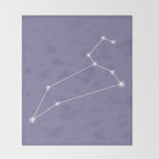 Leo Zodiac Star Constellation Line Art Lavender Purple Throw Blanket Gallery Image 2