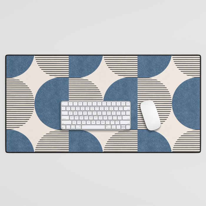 Semicircle Stripes - Blue Desk Mat Gallery Image 1