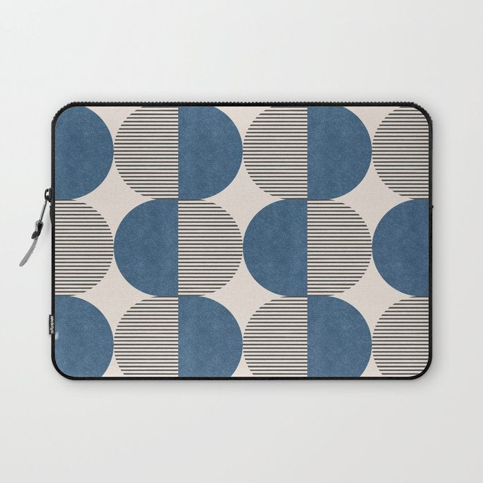 Semicircle Stripes - Blue Laptop Sleeve Gallery Image 1