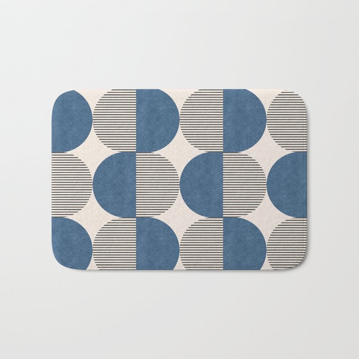 Semicircle Stripes - Blue Bath Mat Gallery Image 1