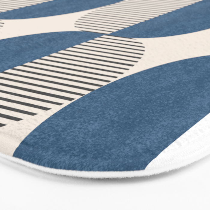 Semicircle Stripes - Blue Bath Mat Gallery Image 3