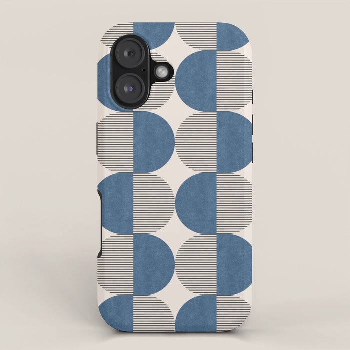 Semicircle Stripes - Blue iPhone Case Gallery Image 1