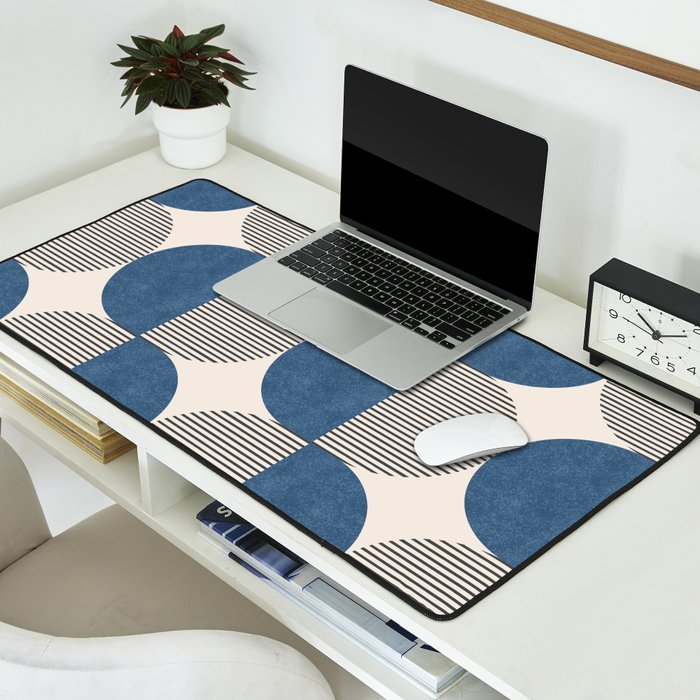 Semicircle Stripes - Blue Desk Mat Gallery Image 2