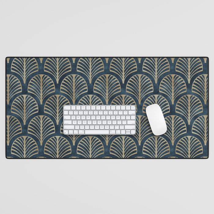 Art Deco, Decorative Fan Leaves Desk Mat Gallery Image 1