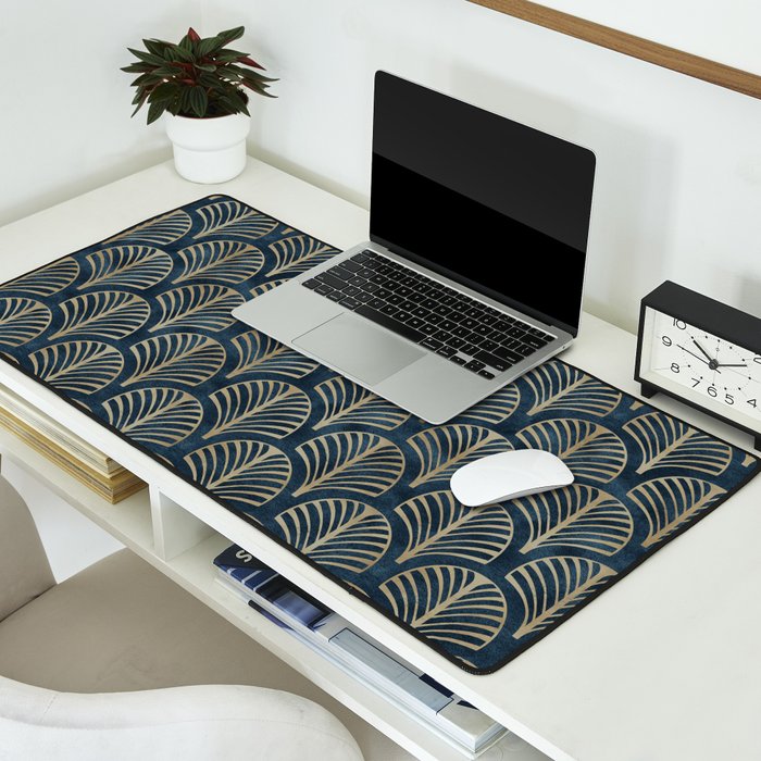 Art Deco, Decorative Fan Leaves Desk Mat Gallery Image 2