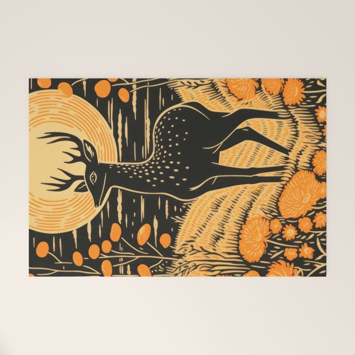 Autumn Moon Horned Deer Welcome Mat Gallery Image 1