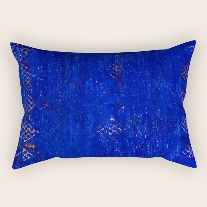-A5- Royal Calm Blue Bohemian Moroccan Artwork. Rectangular Pillow Gallery Image 2
