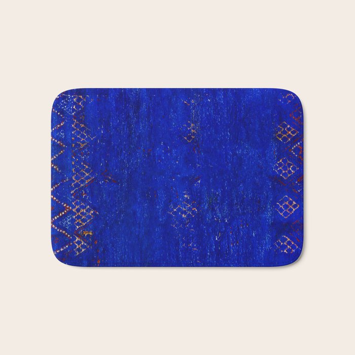 -A5- Royal Calm Blue Bohemian Moroccan Artwork. Bath Mat Gallery Image 1