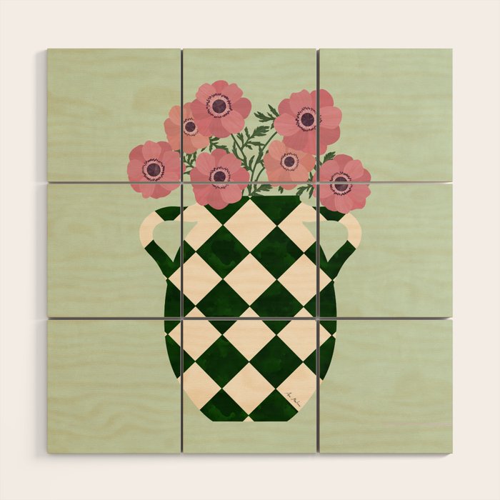 Anemones and vase Wood Wall Art Gallery Image 1