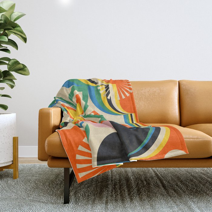 Colorful Flower Girl Throw Blanket Gallery Image 1