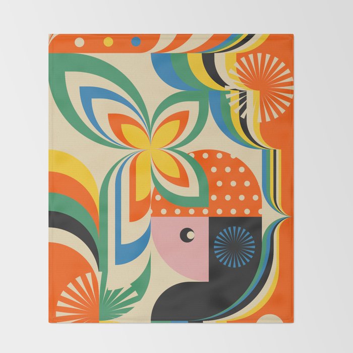 Colorful Flower Girl Throw Blanket Gallery Image 2