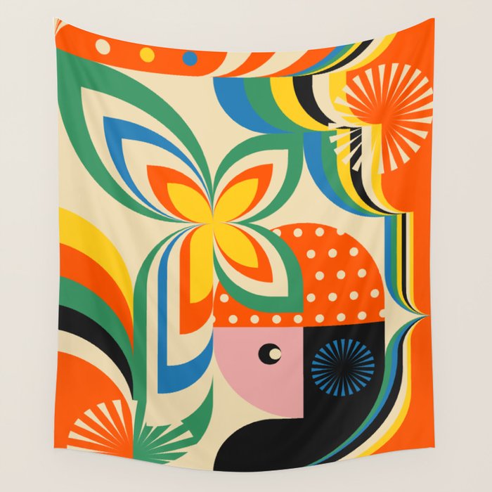 Colorful Flower Girl Wall Tapestry Gallery Image 1