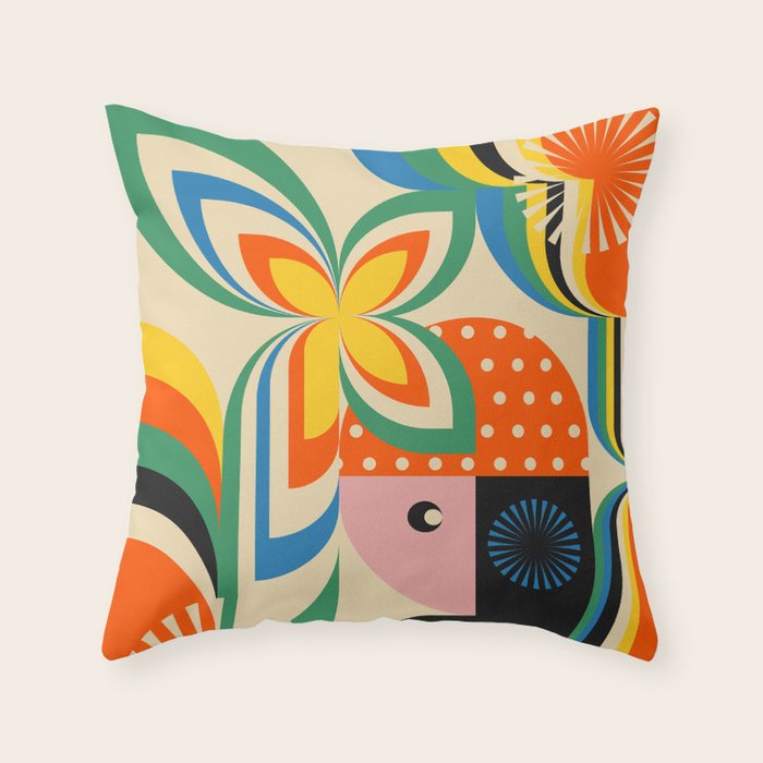 Colorful Flower Girl Throw Pillow Gallery Image 6