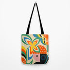 Colorful Flower Girl Tote Bag Gallery Image 2