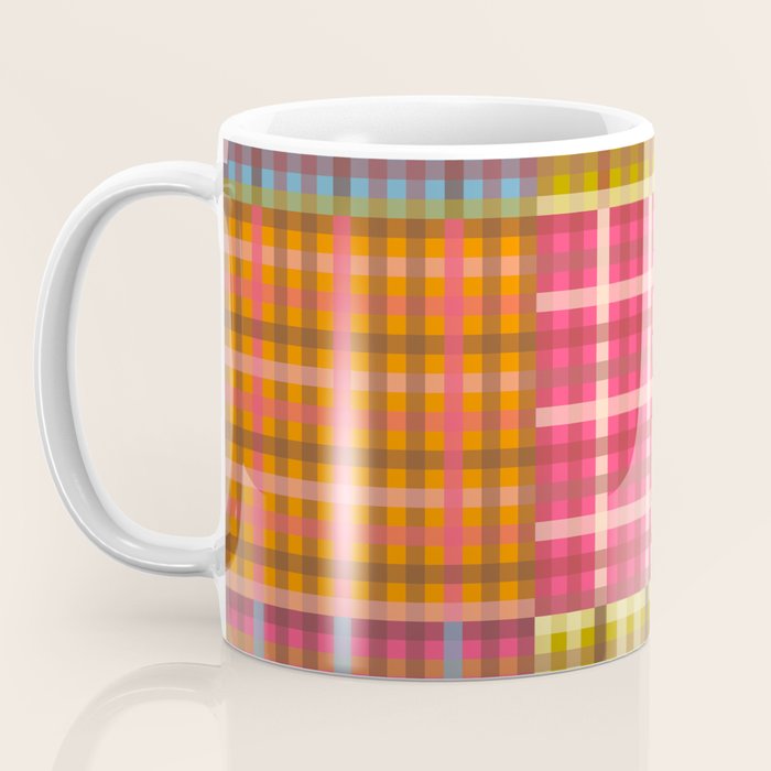 Eclectic Gingham Patchwork Colorful Vintage Contemporary Plaid Pattern Coffee Mug Gallery Image 3