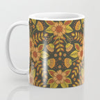 Orange, Peach, Olive Green & Dark Gray Floral Pattern Coffee Mug Gallery Image 3