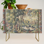 Antique Aubusson French Verdure Tapestry Credenza Gallery Image 1