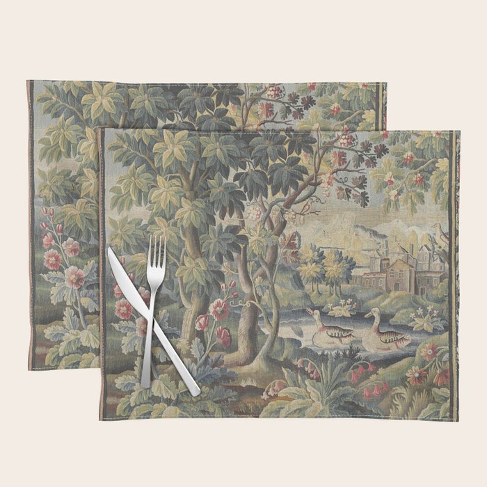 Antique Aubusson French Verdure Tapestry Placemat Gallery Image 1