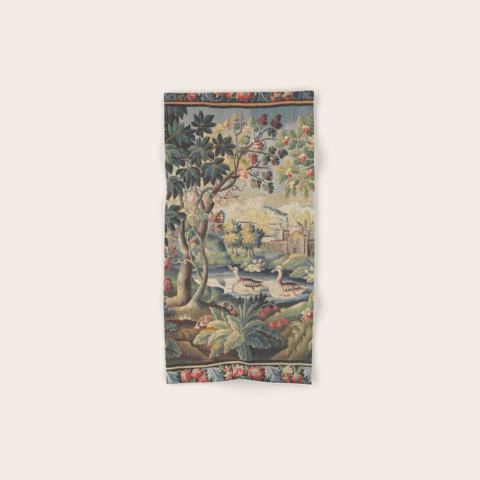 Antique Aubusson French Verdure Tapestry Bath Towel Gallery Image 1