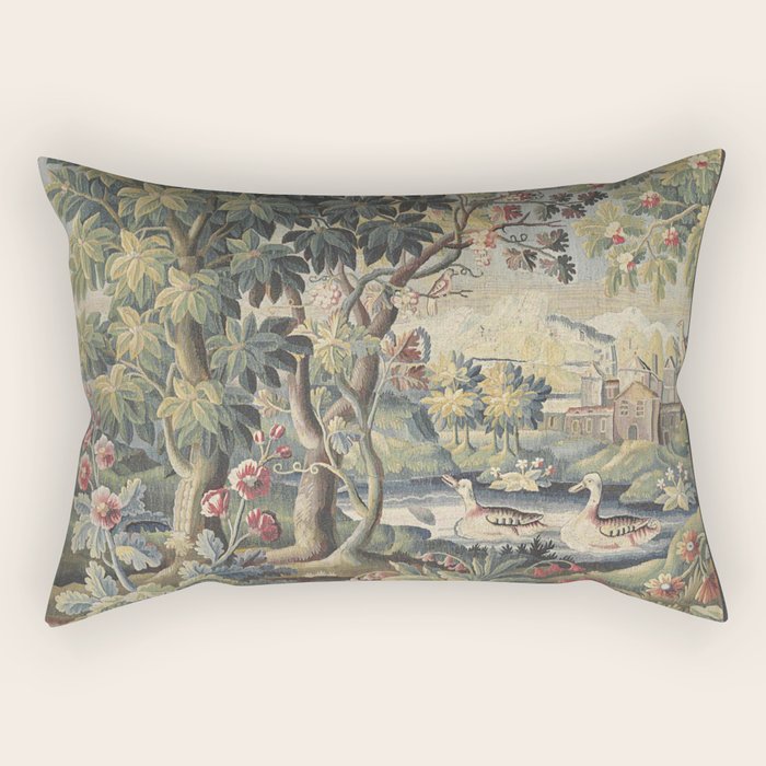 Antique Aubusson French Verdure Tapestry Rectangular Pillow Gallery Image 1