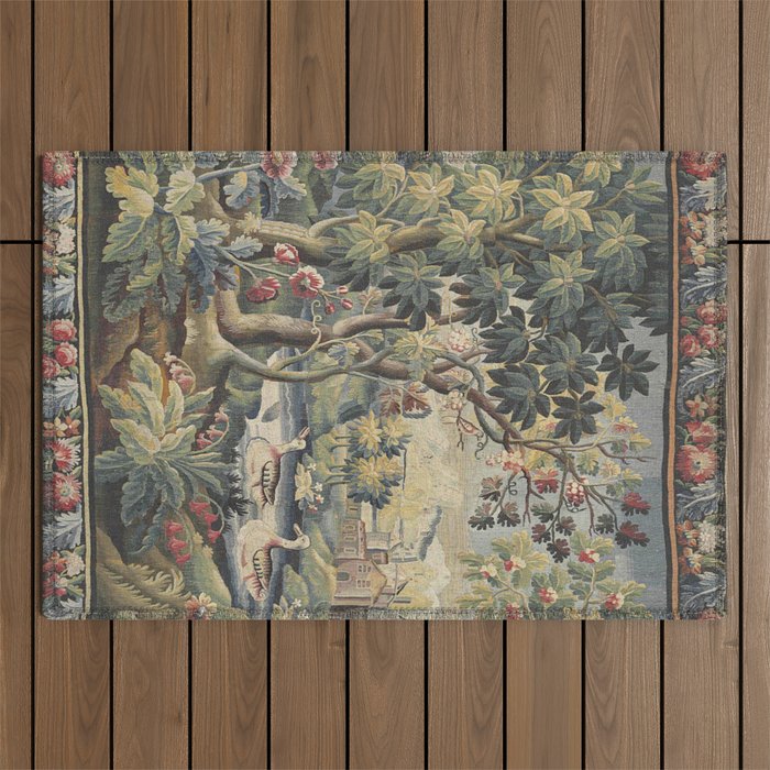 Antique Aubusson French Verdure Tapestry Outdoor Rug Gallery Image 1