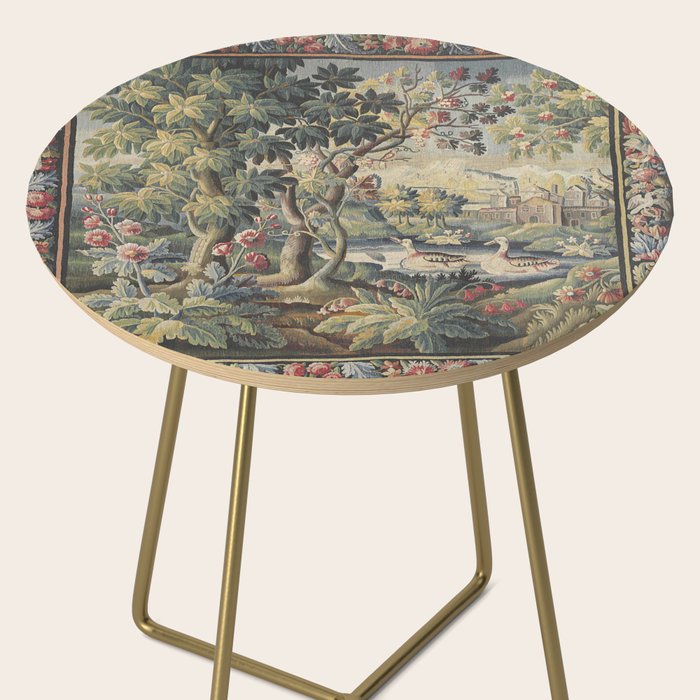 Antique Aubusson French Verdure Tapestry Side Table Gallery Image 2