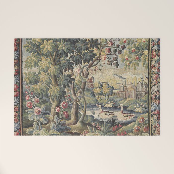 Antique Aubusson French Verdure Tapestry Welcome Mat Gallery Image 1