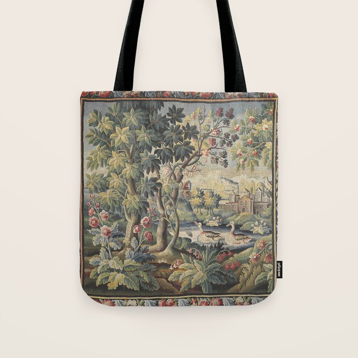 Antique Aubusson French Verdure Tapestry Tote Bag Gallery Image 1