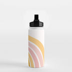 Abstract Shapes 94 in Mustard Yellow and Pale Pink (Rainbow Abstraction) Water Bottle Gallery Image 2
