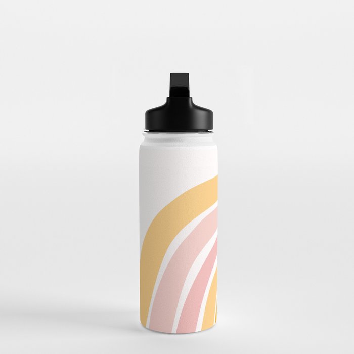 Abstract Shapes 94 in Mustard Yellow and Pale Pink (Rainbow Abstraction) Water Bottle Gallery Image 3