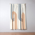 Geometric Lines Rainbow Abstract 5.1 in Navy Blue and Orange Window Curtain Gallery Image 3
