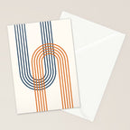 Geometric Lines Rainbow Abstract 5.1 in Navy Blue and Orange Stationery Card Gallery Image 2