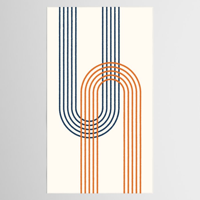 Geometric Lines Rainbow Abstract 5.1 in Navy Blue and Orange Tablecloth Gallery Image 2