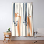 Geometric Lines Rainbow Abstract 5.1 in Navy Blue and Orange Window Curtain Gallery Image 5