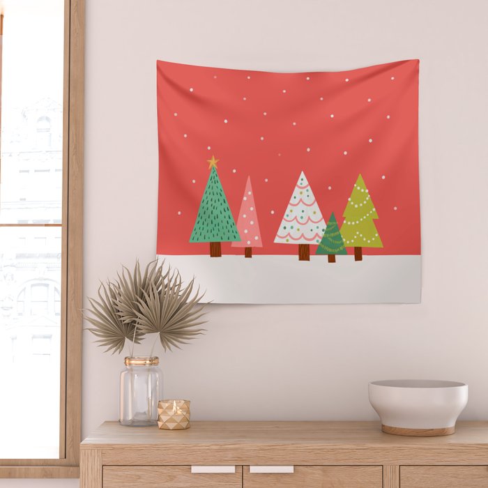 Holly Jolly Trees Wall Tapestry Gallery Image 2