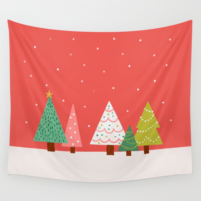 Holly Jolly Trees Wall Tapestry Gallery Image 1