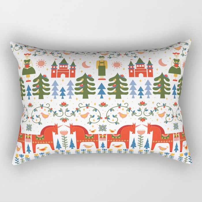 Scandinavian Fairytale - Green + Red Rectangular Pillow Gallery Image 1