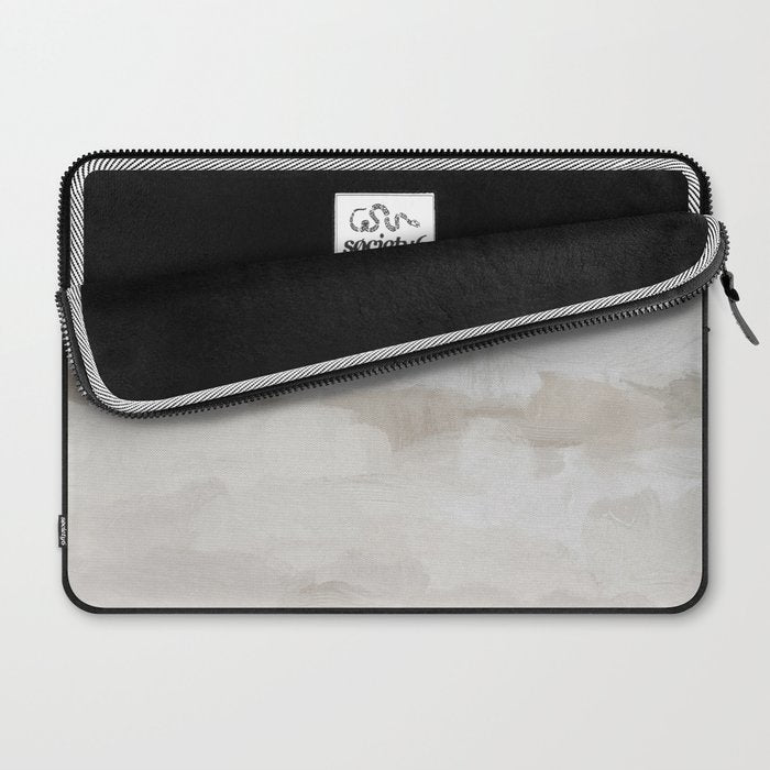 Sands of Time III - Neutral White Beige Gray Sandy Beach Ocean Gray Cloud Abstract Nature Painting Laptop Sleeve Gallery Image 2