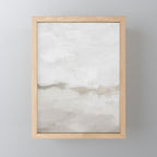 Sands of Time III - Neutral White Beige Gray Sandy Beach Ocean Gray Cloud Abstract Nature Painting Mini Art Print Gallery Image 1