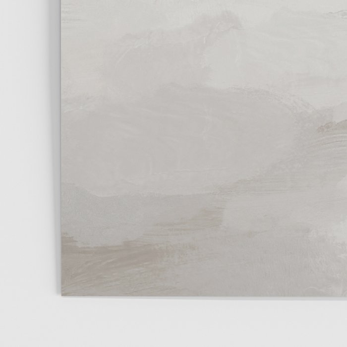 Sands of Time III - Neutral White Beige Gray Sandy Beach Ocean Gray Cloud Abstract Nature Painting Poster Gallery Image 3