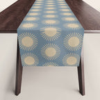 Boho Summer Sun Pattern XVII Blue and Beige Table Runner Gallery Image 1
