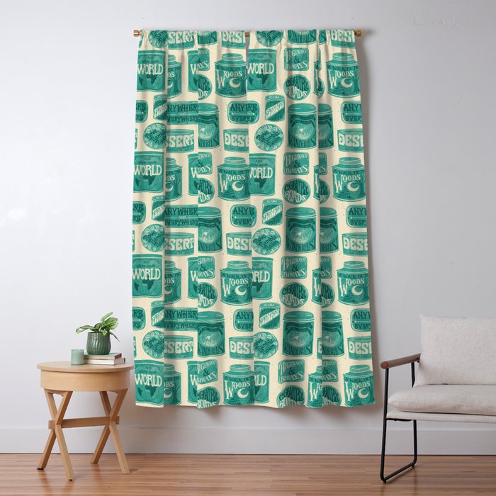 Vagabondâs Cupboard - teal and cream Window Curtain Gallery Image 1
