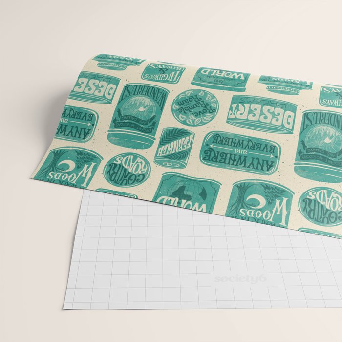 Vagabondâs Cupboard - teal and cream Wrapping Paper Gallery Image 2