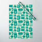 Vagabondâs Cupboard - teal and cream Wrapping Paper Gallery Image 1