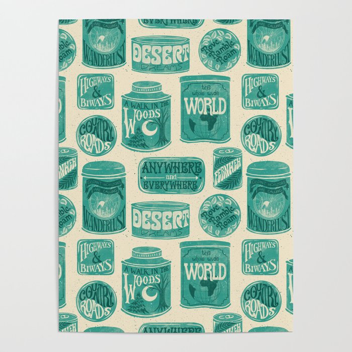 Vagabondâs Cupboard - teal and cream Poster Gallery Image 4